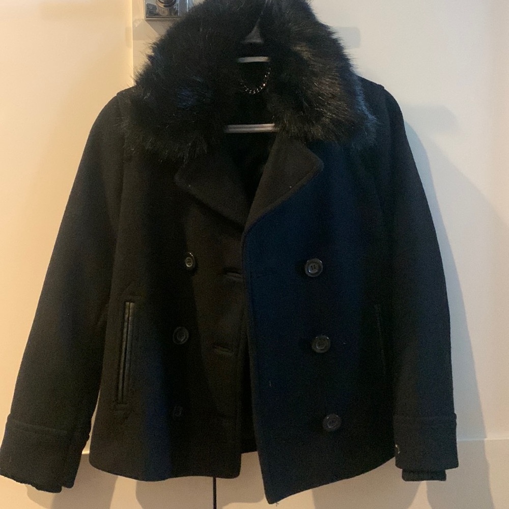 Top shop black  wool Peacoat in size 2